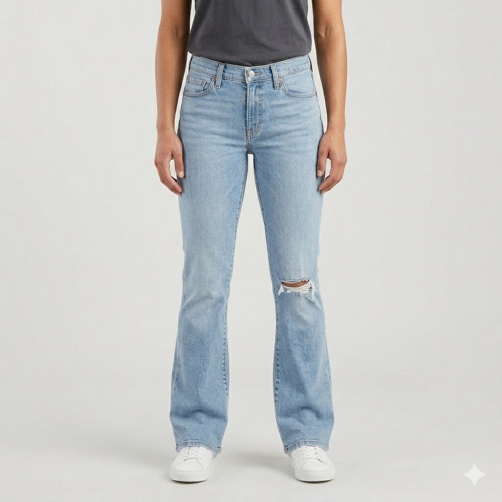 Levi's 515 Bootcut Jeans Distressed Light Wash Denim 30
